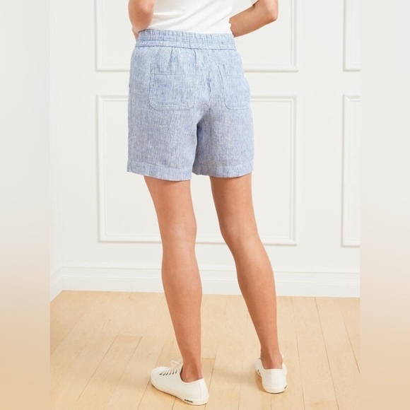 Talbots | Billy Blue & White Stripe Washed Linen Cotton Blend Shorts Size XLP - Picture 2 of 9